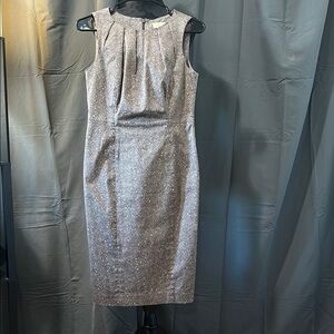 MICHAEL Michael Kors Cream Sheath Midi Dress with Mock Neck